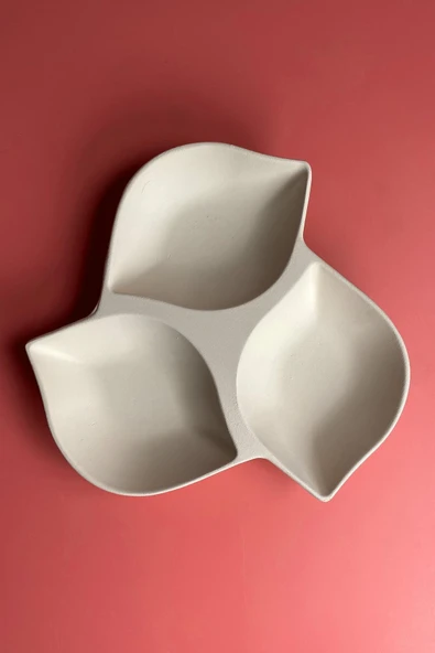 3'Lü Yaprak Çerezlik - Seramik Bisküvi (Ham Ürün) ürün görseli