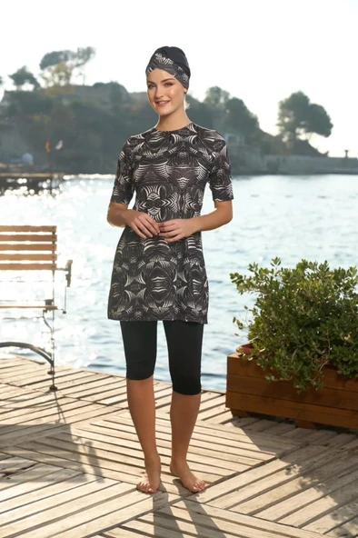 Estiva 25833 Kısa Kol Havuz Yarı Tesettür Mayo - Resim 5