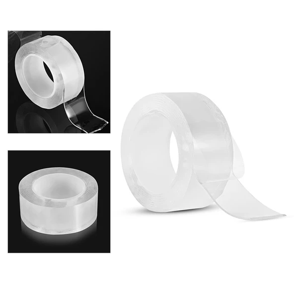 2 metre x 3 cm Şeffaf Güçlü Nano Çift Taraflı Silikon Jel Yapıştırıcı Bant