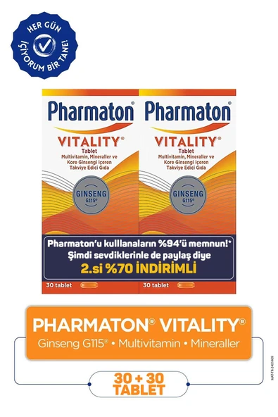 Pharmaton Vitality 30 Tablet Avantajlı 2'li Paket - 2.Si %70 İndirimli ürün görseli 1