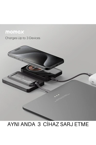 MOMAX Power X Pro Magnetic Wireless 5000mAH SİYAH - 6