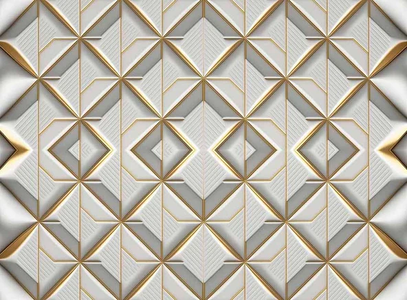 3 Boyutlu Beyaz Geometrik Kabartma Görünümlü Duvar Kağıdı - Resim 7