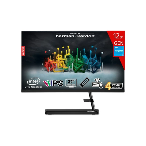 Ideacentre Aıo 3 27IAP7 Intel Core I5-12450H 16GB 1tb SSD Intel UHD Graphics Freedos 27 IPS Fhd F0GJ011VTR Kablosuz Klavye+Mouse Siyah All In One Bilgisayar