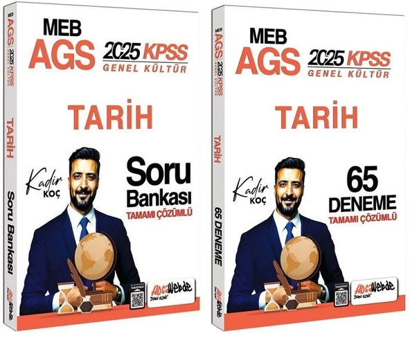 HocaWebde 2025 KPSS MEB-AGS Tarih Soru Bankası + 65 Deneme 2 li Set - Kadir Koç HocaWebde Yayınları