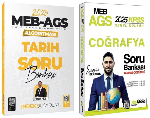 HocaWebde + İndeks 2025 MEB-AGS KPSS Türkiye Coğrafyası + Tarih Soru Bankası 2 li Set