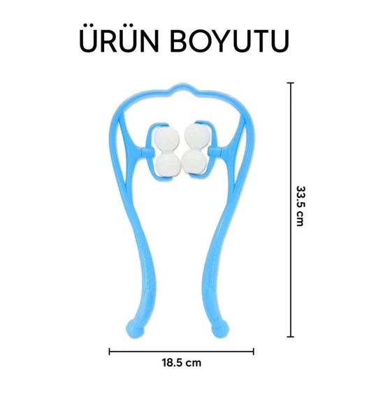 Boyun Bacak Ayak Bel Masaj Aleti Çok Fonksiyonlu Manuel 4 Tekerlekli - Mavi - 3
