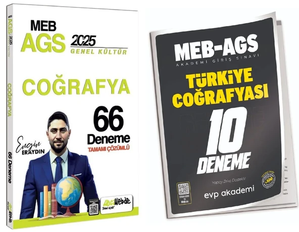 HocaWebde + EVP 2025 MEB-AGS Türkiye Coğrafyası 66+10 Deneme 2 li Set - Engin Eraydın HocaWebde Yayınları + EVP Akademi