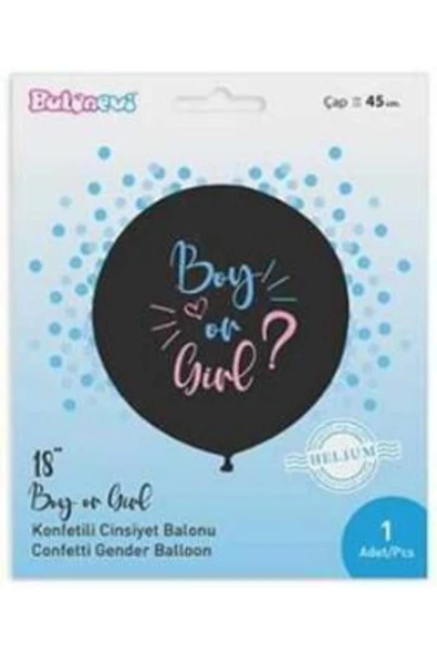 Doğa Parti Evi Cinsiyet Belirleme 18 Inc Konfetili Mavi Balon 1 Adet - 2