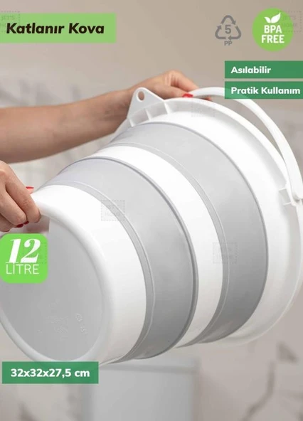 Kova Katlanır Su Kovası Silikon Kova Katlanabilir Bebek Kovası Bpa Free - 4