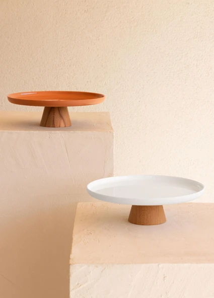 The Mia Limoges Ahşap Ayaklı Tabak Beyaz 21x7 cm - Resim 9