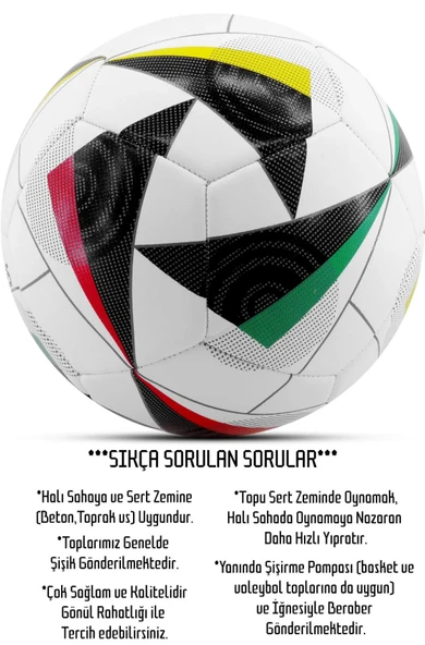 Pompa Hediyeli No:5 Futbol Topu Dayanıklı TPU Halı Saha Sert Zemin Uyumlu Dikişli FT515 - 3
