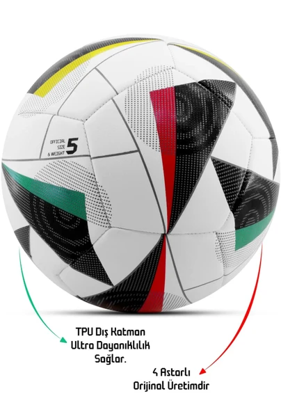 Pompa Hediyeli No:5 Futbol Topu Dayanıklı TPU Halı Saha Sert Zemin Uyumlu Dikişli FT515