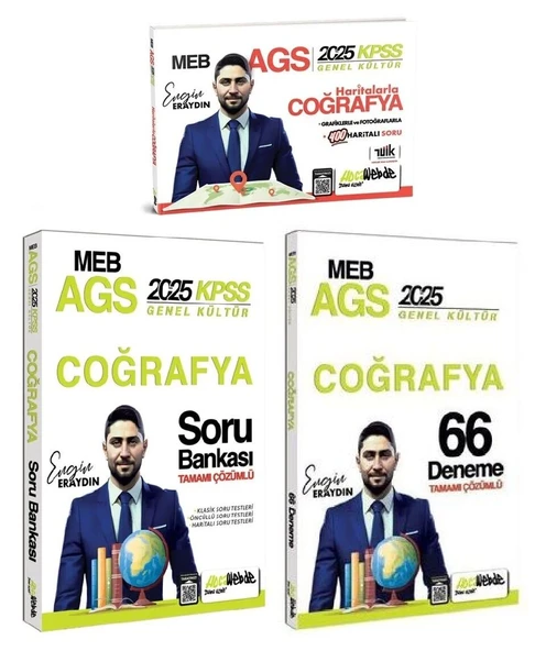 HocaWebde 2025 MEB-AGS Haritalarla Türkiye Coğrafyası + Soru Bankası + 66 Deneme 3 lü Set - Engin Eraydın HocaWebde Yayınları