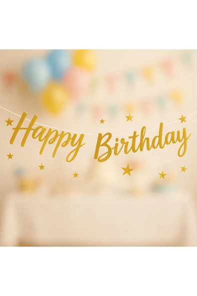Altın Rengi Doğum Günü Yazısı (Happy Birthday)