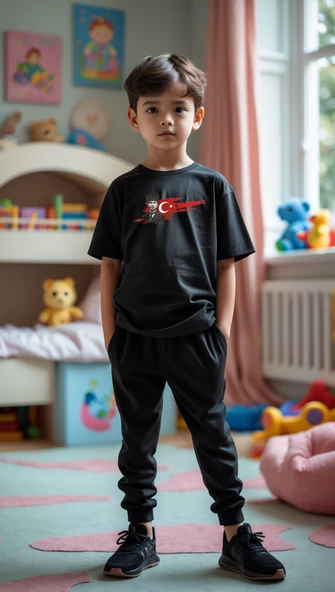 Çocuk Atatürk Tasarım Basklı Tshirt Eşofman Takımı