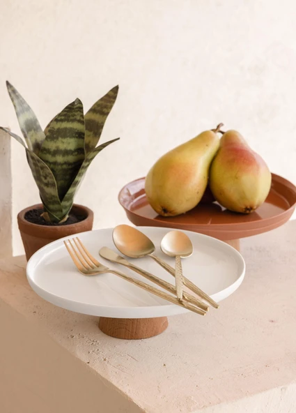 The Mia Limoges Ahşap Ayaklı Tabak Beyaz 21x7 cm - Resim 6