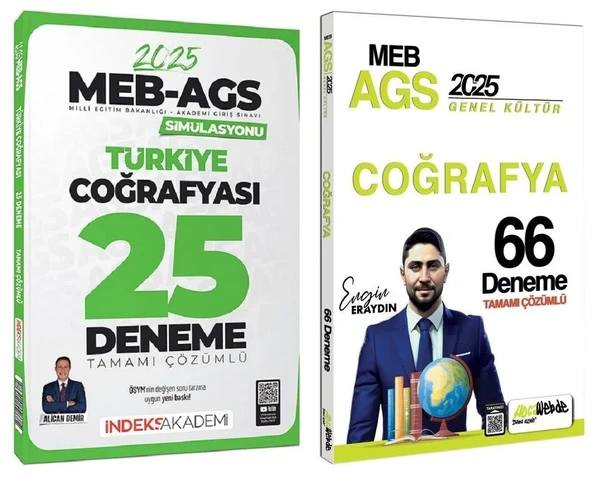 HocaWebde + İndeks 2025 MEB-AGS Türkiye Coğrafyası 66+25 Deneme 2 li Set - Engin Eraydın, Alican Demir HocaWebde Yayınları