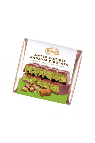 Bolçi Antep Fıstıklı Kadayıf Dolgulu Sütlü Çikolata 100g 5AD