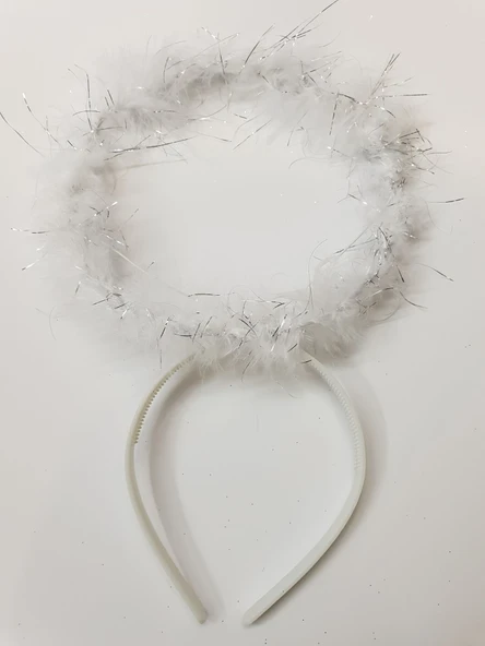 Beyaz Otrişli Dantel Tüllü Peri Kanadı ve Peri Tacı Seti 45x40 cm - 3