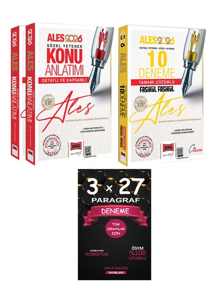 Yargı + Anla Kazan 2026 ALES VIP Sayısal Sözel Yetenek Konu + Fasikül 10 Deneme + Paragraf Deneme - 3