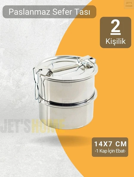 2’li Sefer Tası 14x7 cm Yemek Taşıma Kabı Paslanmaz Çelik No:2 Kapasite 2 Kişilik - 1