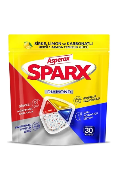 Sparx Bulaşık Makinesi Kapsülü 30 Adet Hepsi 1 Arada (SİRKE-LİMON-KARBONATLI)