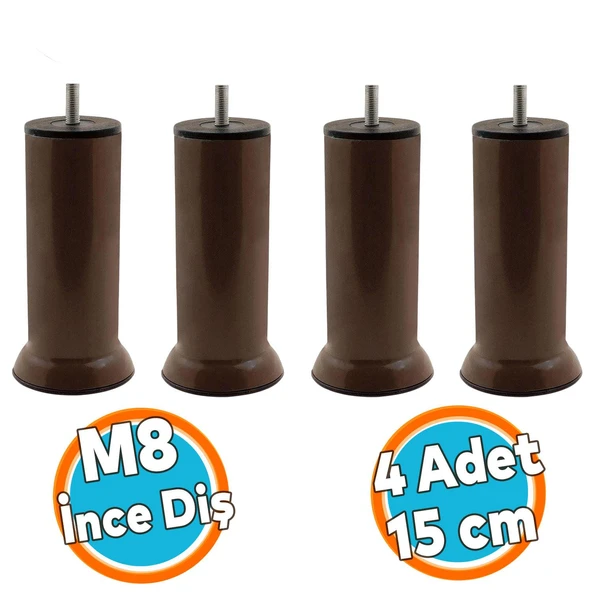 Mobilya Metal Yatak Kanepe Baza Koltuk Orta Destek Ayağı M8 Civata Kahverengi Metal Ayak 15 Cm 4 Adet ürün görseli