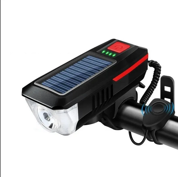 Dağ Bisiklet Kornası Su Geçirmez Güneş Enerjili Bisiklet Far