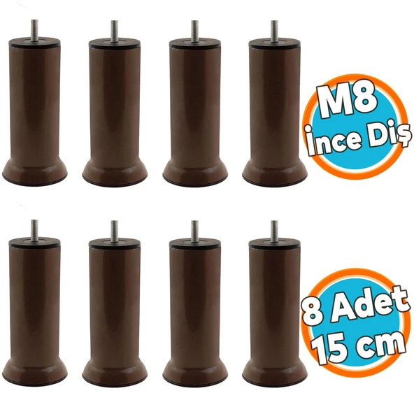 Mobilya Metal Yatak Kanepe Baza Koltuk Orta Destek Ayağı M8 Civata Kahverengi Metal Ayak 15 Cm 4 Adet ürün görseli