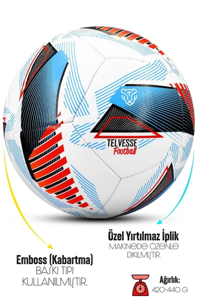 League Ball Pompa Hediyeli No:5 Futbol Topu Halı Saha Sert Zemine Uygun Dayanıklı PVC - 2