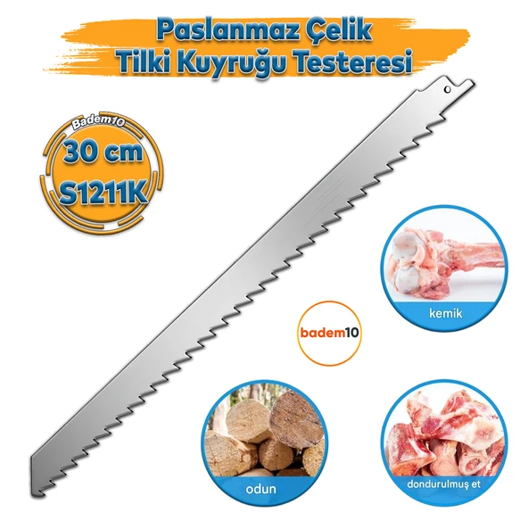 Tilki Kuyruğu Kurban Et Kemik Kesme Testeresi Paslanmaz Çelik Bıçak Buz Kesme Bıçağı Ağzı Ucu 30 cm