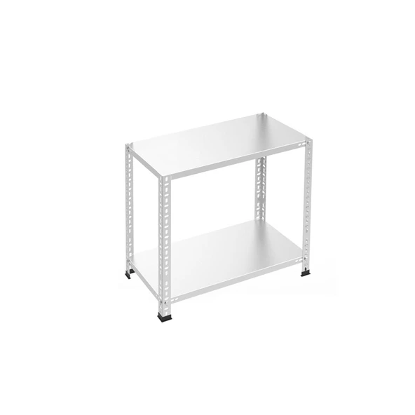 2 Katlı Galvaniz Çelik Raf - Depo, Arşiv, Kiler, Dosya, Market Rafı  43x93 cm 150 cm 0.70 mm
