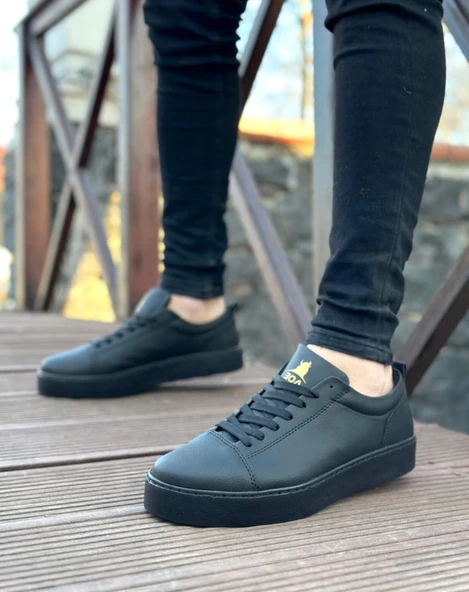 ET0104 Bağcıklı Siyah Cilt  Spor Klasik Erkek Ayakkabı - 1