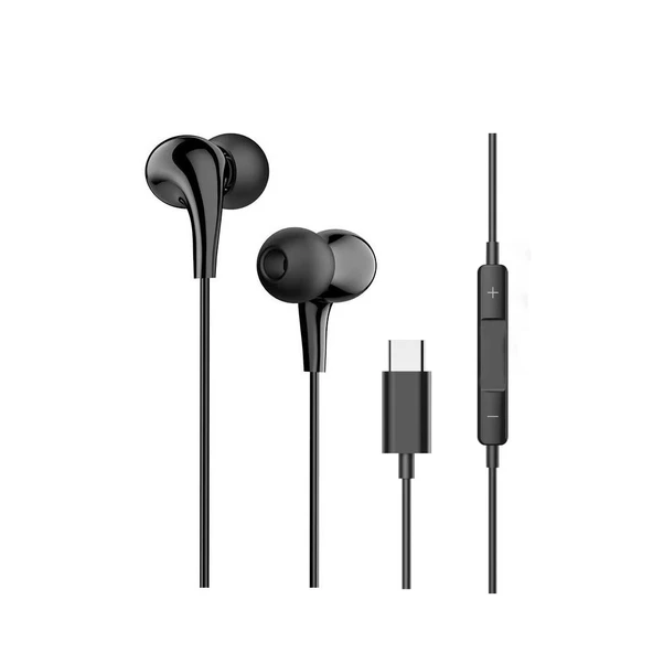 ScHitec E35 Hifi Sound Bass Type-C Girişli Kablolu Kulak İçi Mikrofonlu Kulaklık Siyah