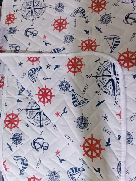 Tek Kişilik Kapitoneli Çapa Desenli Çok Amaçlı Örtü Pike - 160X220 cm - 2