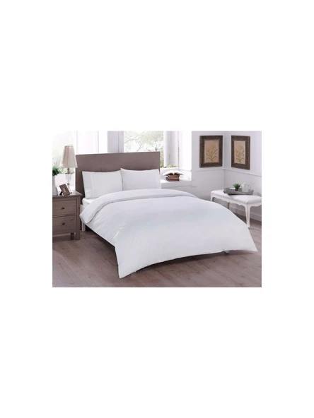 Zambak Tekstil Çift Kişilik 220X240 Beyaz Nevresim Takımı