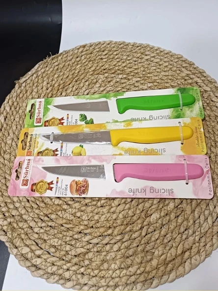 Sürbisa 3'lü Set 61004 Sebze Bıçağı Pembe Sarı Yeşil - Resim 7