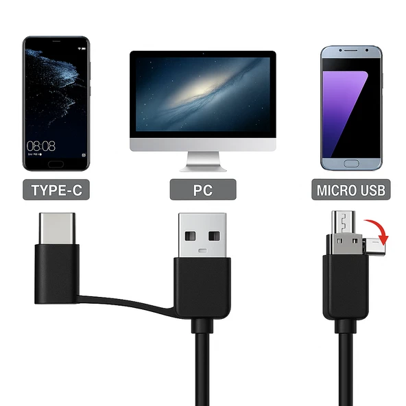 6LED Kablolu Profesyonel 7.0mm 1080P HD USB Endoskop Kamera - Android PC İçin Su Geçirmez - 3