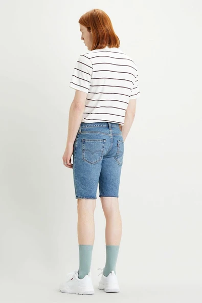 Erkek Mavi Slim Jean Şort 412 39387 0003 - 3