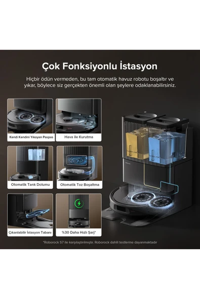 Roborock Vacuum Cleaner & Empty Wash Fill Dock  Qrevo L Akıllı Robot Süpürge Siyah - 5