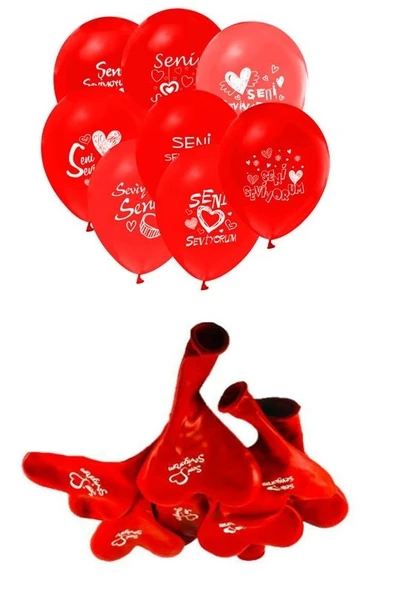 Seni Seviyorum Yazılı 100 lü Kalp Balon - 2
