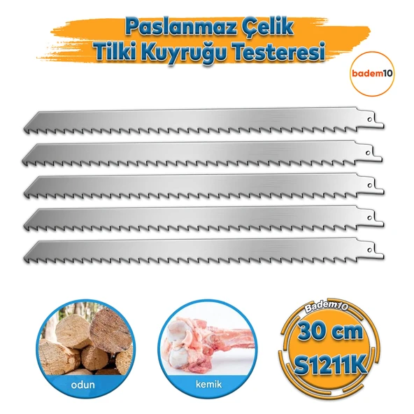 Tilki Kuyruğu Kurban Et Kemik Kesme Testeresi 5 Adet Çelik Bıçak Buz Kesme Bıçağı Ağzı Ucu 30 cm