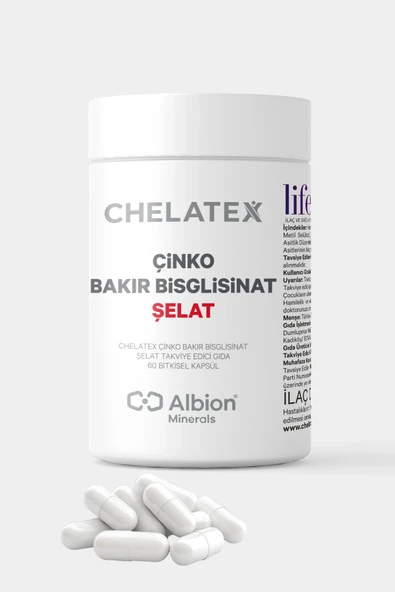 Chelatex Çinko Bakır Bisglisinat Şelat 60 Bitkisel Tablet