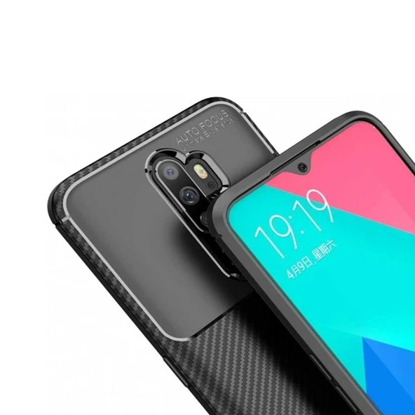 Oppo A5 2020 / A9 2020 Uyumlu Karbon Desenli Negro Silikon Kılıf - Resim 4
