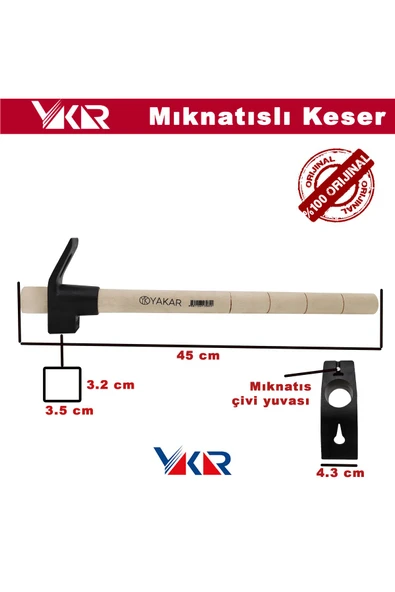 Yakar Mıknatıslı Saplı Keser, Ahşap Saplı Keser, Dövme Çelik Keser Mıknatıslı