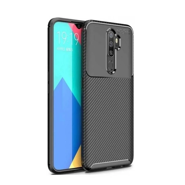 Oppo A5 2020 / A9 2020 Uyumlu Karbon Desenli Negro Silikon Kılıf - Resim 3