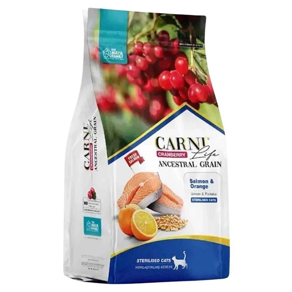 Carni Life Cranberry Ancestral Grain Yetişkin Kedi Somon & Portakal Kısırlaştırılmış 10+2 Kg