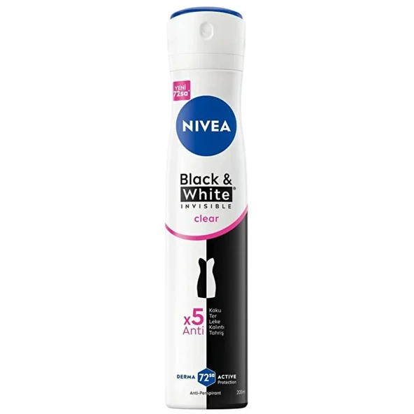 Nivea Black White Invisible Clear Kadın Sprey Deodorant 200 ml