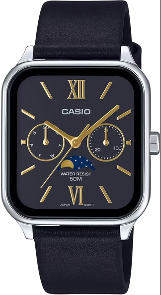 Casio MTP-M305L-1A2VDF Quartz Deri Siyah Sun&Moon 34 mm Erkek Kol Saati