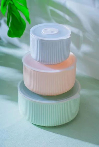 ACAR Pure Carmen Renkli Vakum Kapaklı Porselen 6 Parça Kase Seti POR-07096